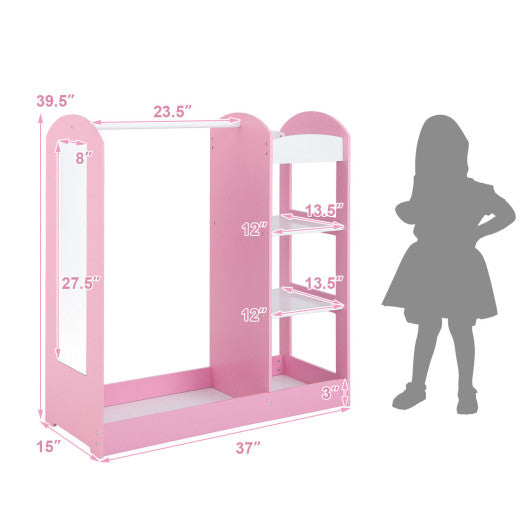 Kids Dress Up Storage with Mirror-Pink