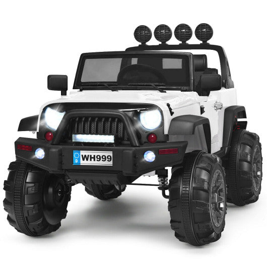 12 V Kids Ride On Truck with Remote Control and Double Magnetic Door-White