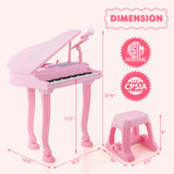 37 Keys Kids Piano Keyboard with Stool and Piano Lid-Pink