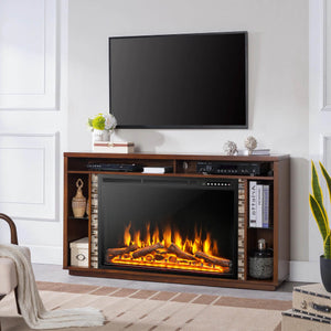 37 Inch Electric Fireplace Recessed with Adjustable Flames