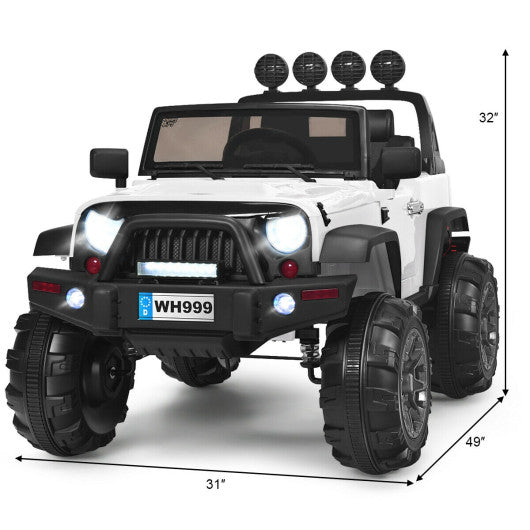 12 V Kids Ride On Truck with Remote Control and Double Magnetic Door-White