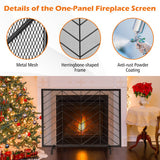 38 x 31 Inch Single Panel Fireplace Screen-Black
