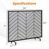 38 x 31 Inch Single Panel Fireplace Screen-Black