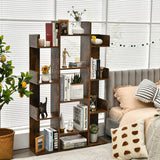 Tree-Shaped Bookshelf with 13 Compartments-Rustic Brown