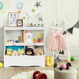 Kids Floor Cabinet Multi-Functional Bookcase -White