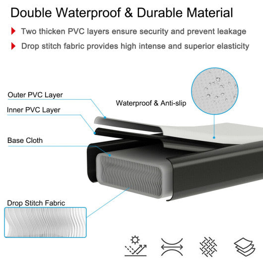 10 Feet Inflatable Gymnastics Tumbling Mat with Pump -Black