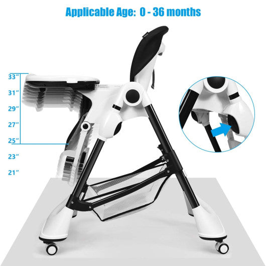 A-Shaped High Chair with 4 Lockable Wheels-Black