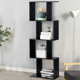 2/3/4 Tiers Wooden S-Shaped Bookcase for Living Room Bedroom Office-4-Tier
