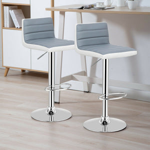 Set of 2 Adjustable Heights Barstool with PU Leather