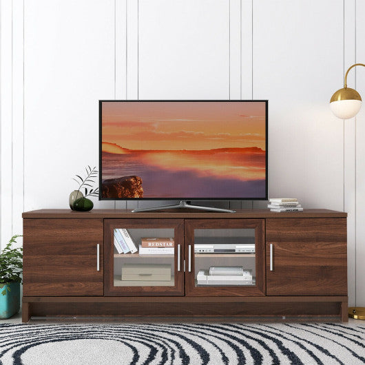 Media Entertainment TV Stand for TVs up to 70 Inches with Adjustable Shelf-Walnut