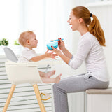 3-in-1 Convertible Wooden High Chair with Cushion-Gray