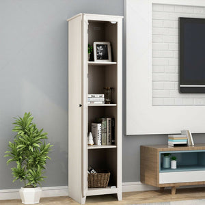 Linen Tower Bathroom Storage Cabinet Tall Slim Side Organizer with Shelf-White