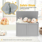 Safety Hinge Wooden Chest Organizer Toy Storage Box-Gray