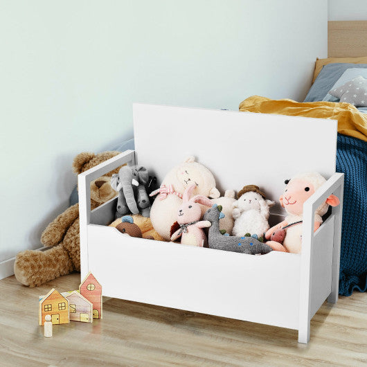 34.5"—15.5"—19.5 Inch Shoe Storage Bench with Cushion Seat for Entryway-White