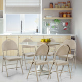 6 Pack Folding Chairs Portable Padded Office Kitchen Dining Chairs-Beige