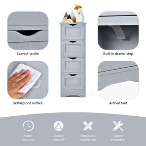 Floor Wooden Free Standing Storage Side Organizer for Bathroom-Gray