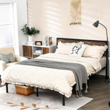 Platform Full/Queen Bed with Rustic Headboard and Footboard-Queen Size
