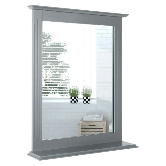 Wall-Mounted Multipurpose Vanity Mirror with Shelf-Gray