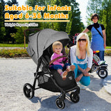 5-Point Harness Lightweight Infant Stroller with Foot Cover and Adjustable Backrest-Gray
