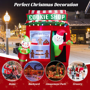 6.3 Feet Inflatable Gingerbread Cookie Shop with Santa Claus