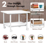 Under Desk Printer Stand with 360 ° Swivel Casters-White