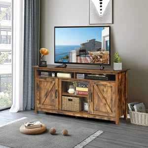60€�Industrial TV Stand Entertainment Center with Shelve and Cabinet-Brown