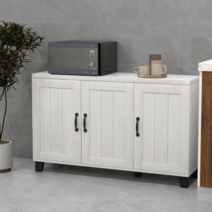 3-Door Buffet Sideboard with Adjustable Shelves and Anti-Tipping Kits-White Wash