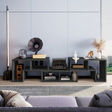3 Pieces Adjustable TV Stand for TVs up to 65 Inch with Shelves-Black