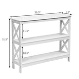 3-Tier Console X-Design Sofa Side Accent Table-White