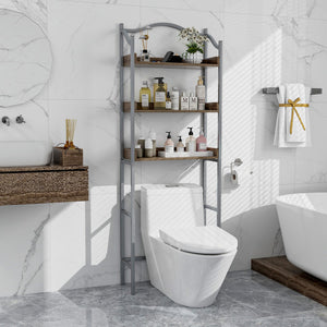 3-Tier Over-The-Toilet Bathroom Spacesaver Storage Rack-Silver