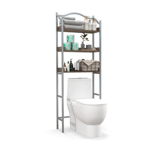 3-Tier Over-The-Toilet Bathroom Spacesaver Storage Rack-Silver