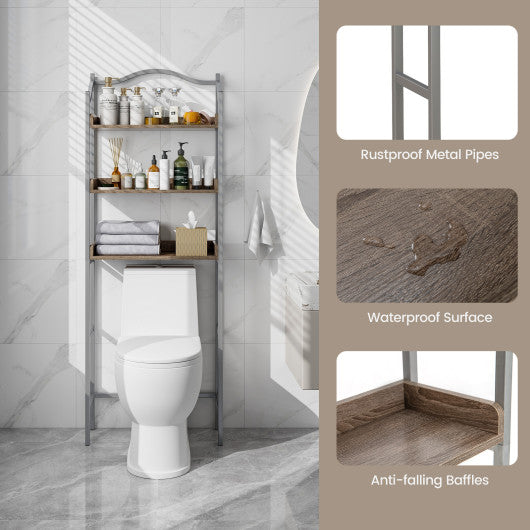 3-Tier Over-The-Toilet Bathroom Spacesaver Storage Rack-Silver