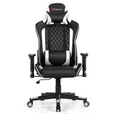 Massage Gaming Chair with Lumbar Support and Headrest-White
