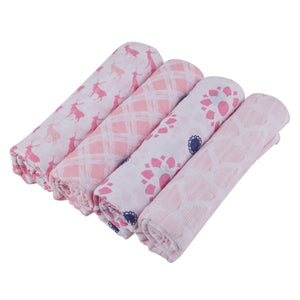 Pop of Pink Swaddle Blankets 4 Pack - Aiden's Corner Baby & Toddler Clothes, Toys, Teethers, Feeding and Accesories