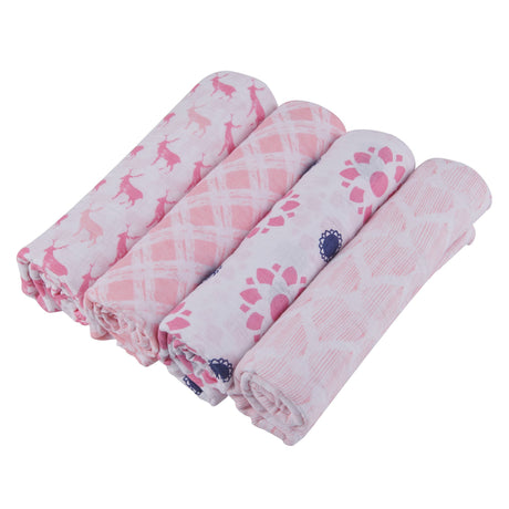 Pop of Pink Swaddle Blankets 4 Pack - Aiden's Corner Baby & Toddler Clothes, Toys, Teethers, Feeding and Accesories