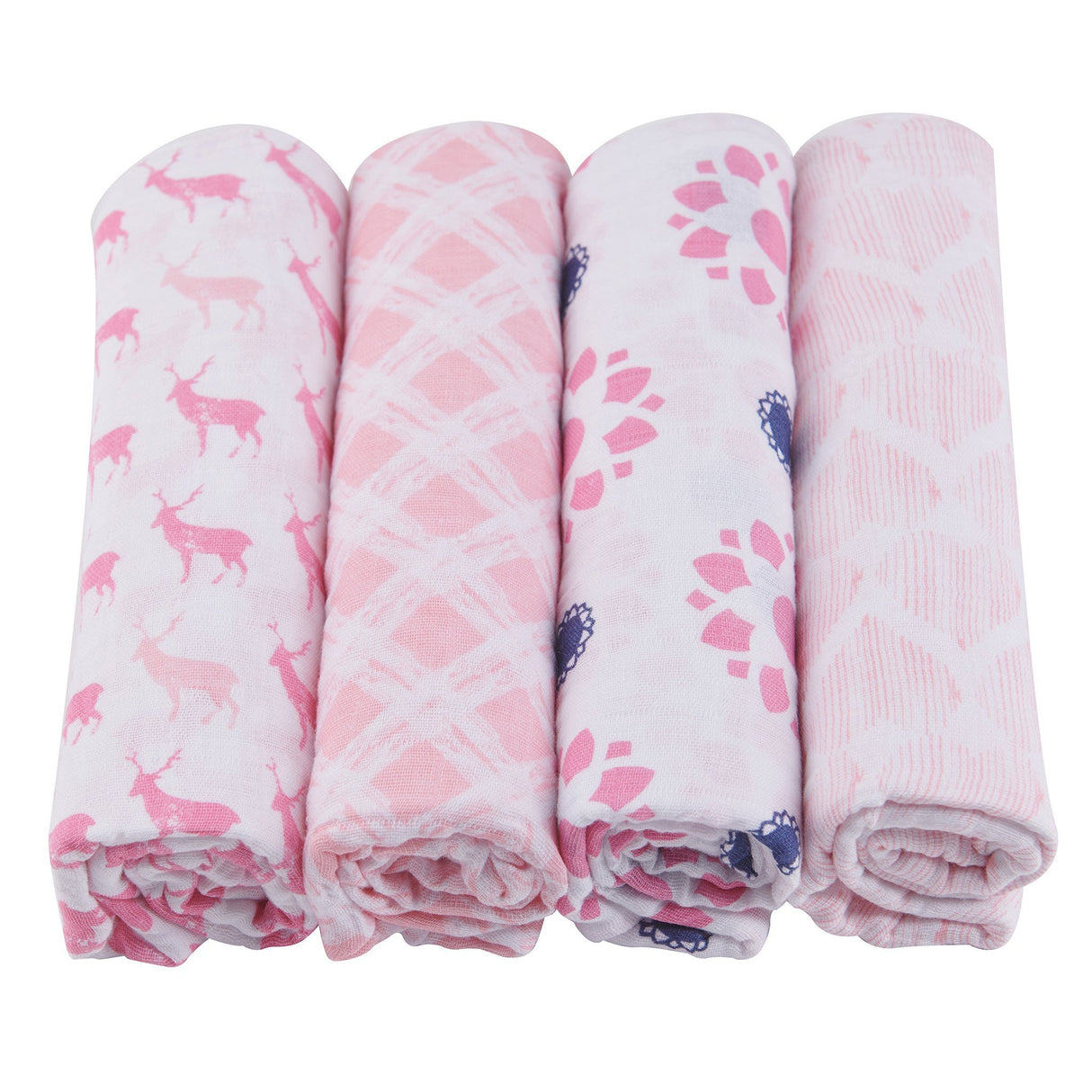 Pop of Pink Swaddle Blankets 4 Pack - Aiden's Corner Baby & Toddler Clothes, Toys, Teethers, Feeding and Accesories