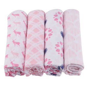 Pop of Pink Swaddle Blankets 4 Pack - Aiden's Corner Baby & Toddler Clothes, Toys, Teethers, Feeding and Accesories