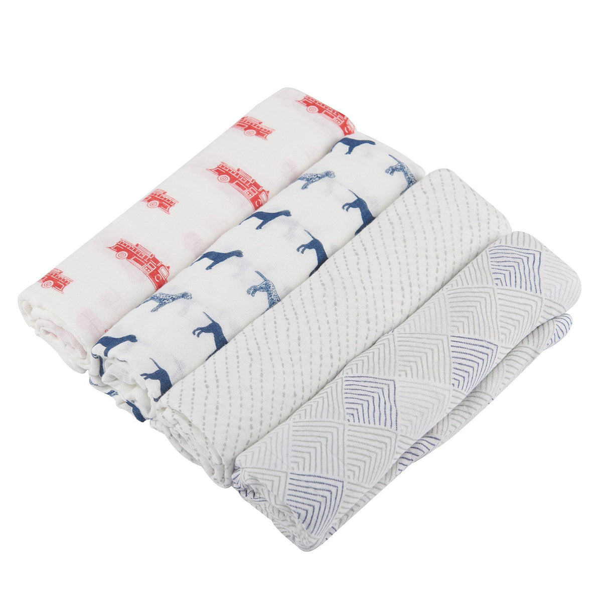 Fire Truck and Dalmatian Bamboo Swaddle Blanket Four Pack - Aiden's Corner Baby & Toddler Clothes, Toys, Teethers, Feeding and Accesories