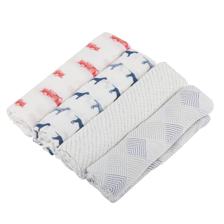 Fire Truck and Dalmatian Bamboo Swaddle Blanket Four Pack - Aiden's Corner Baby & Toddler Clothes, Toys, Teethers, Feeding and Accesories