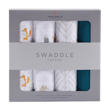 Forest Friends Swaddle Blankets 4 Pack - Aiden's Corner Baby & Toddler Clothes, Toys, Teethers, Feeding and Accesories