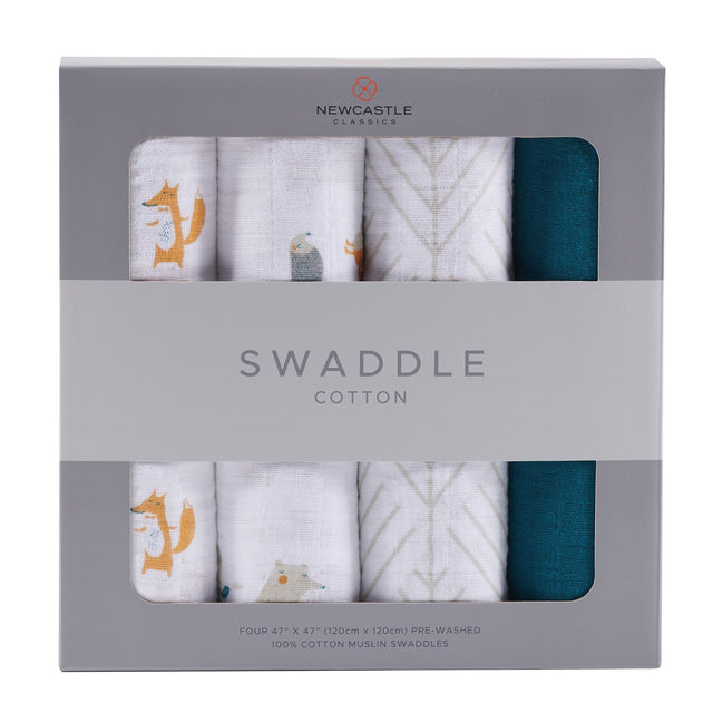 Forest Friends Swaddle Blankets 4 Pack - Aiden's Corner Baby & Toddler Clothes, Toys, Teethers, Feeding and Accesories