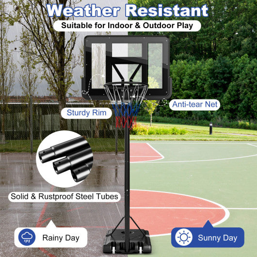 Portable Basketball Hoop with 8 to 10 Feet 5-Level Height Adjustable