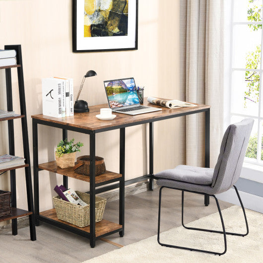 47"/55" Computer Desk Office Study Table Workstation Home with Adjustable Shelf Rustic Brown-M