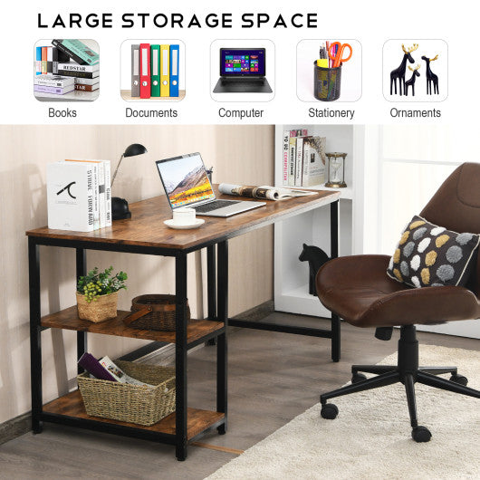 47"/55" Computer Desk Office Study Table Workstation Home with Adjustable Shelf Rustic Brown-M