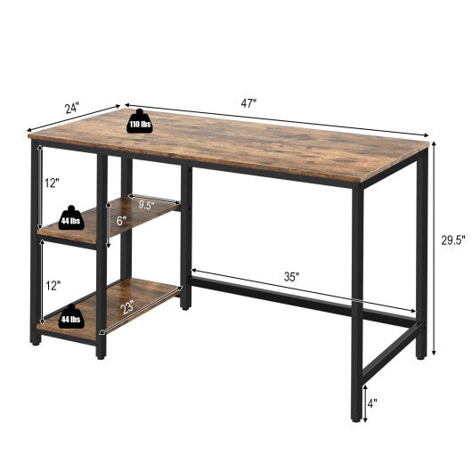 47"/55" Computer Desk Office Study Table Workstation Home with Adjustable Shelf Rustic Brown-M