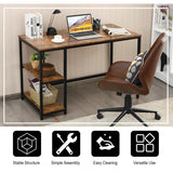 47"/55" Computer Desk Office Study Table Workstation Home with Adjustable Shelf Rustic Brown-M