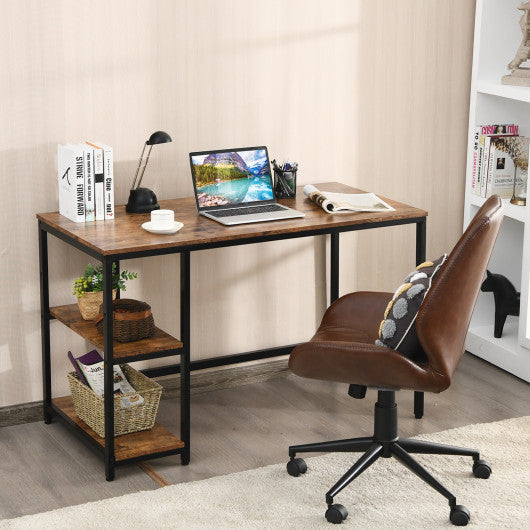 47"/55" Computer Desk Office Study Table Workstation Home with Adjustable Shelf Rustic Brown-M