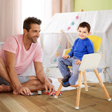 3-in-1 Convertible Wooden High Chair with Cushion-Yellow