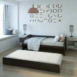 Twin Size Wooden Slat Trundle Platform-Dark Brown