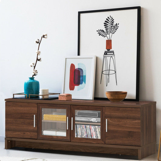 Media Entertainment TV Stand for TVs up to 70 Inches with Adjustable Shelf-Walnut
